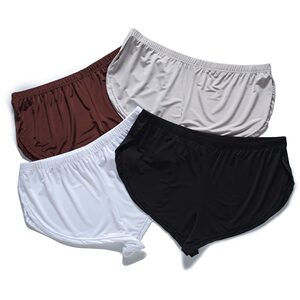Men's flat -angle trousers home personality low waist sexy pure color thin soft youth panties loose real silk Ara trousers
