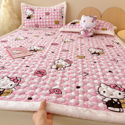 Kt Cat Milk Velvet Mattress for Home Bedroom, Soft Cushion, Fleece-Lined, Thickened, Warm, Dormitory Single Bed Mattress Pad for Winter