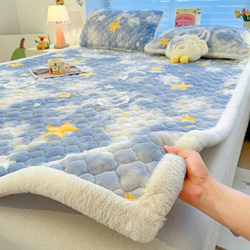 Winter Thickened Milk Velvet Mattress Pad Soft Cushion Home Bed Mattress Student Dormitory Single Coral Fleece Pad Quilt