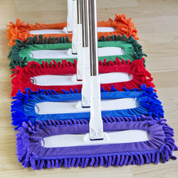 Flat Absorbent Mop for Home Use, One-Sweep Clean Chenille Cloth Mop with Stainless Steel Handle, Cleaning Mop for Wooden Floors and Tiles, Floor Cleaning Tool