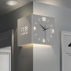 Living Room Corner Clock Perpetual Calendar Electronic Clock 2025 New Double-Sided Wall Clock Creative Wall Lamp Corner Wall Clock