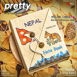 Authentic Nepalese Handmade Notebook in Stock DIY Material Kit Full Set Vintage High Aesthetic Value Internet Celebrity Journal Blank Plant-Themed Handmade Gift for Boyfriend Birthday Gift Notebook Packaging Box
