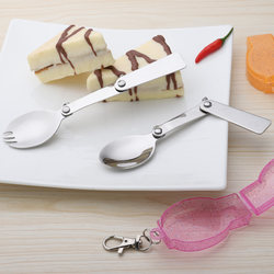 Outdoor Tableware Camping Picnic Folding Fork and Spoon Set Camping Stainless Steel 70% off Salad Spoon Fork Telescopic Spoon