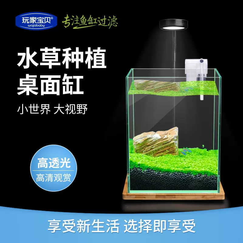 小水草鱼缸小型全套水族箱造景小草缸桌面水草缸含