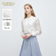 Scofield Women's Elegant French Ruffle Chiffon Shirt Temperament Shirt Long Sleeve Top Spring Top
