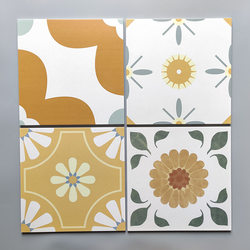 Yellow Mosaic Small Floral Tiles 300X300 for Kitchen, Balcony, Non-Slip, Fresh Style, Suitable for Homestay and Restaurant Wall Tiles