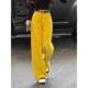 Retro yellow corduroy pants for women in autumn 2025 new American retro high waist draped straight wide-leg pants trendy