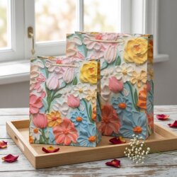 Creative Oil Painting Gift Bag, Hand-Held Paper Bag, Birthday and Holiday Gift Bag, Valentine's Day Gift Bag, Bouquet Paper Bag