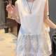 Large size cotton embroidered jacquard sleeveless vest for women 2025 early spring fat mm loose bottoming layered bottoming shirt top