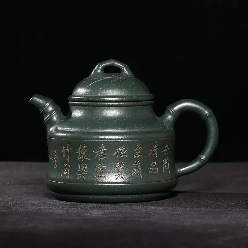 中国古美術/朱泥紫砂松竹梅三重茶壺/(款:顧景舟) （紫砂泰斗顾景舟的 