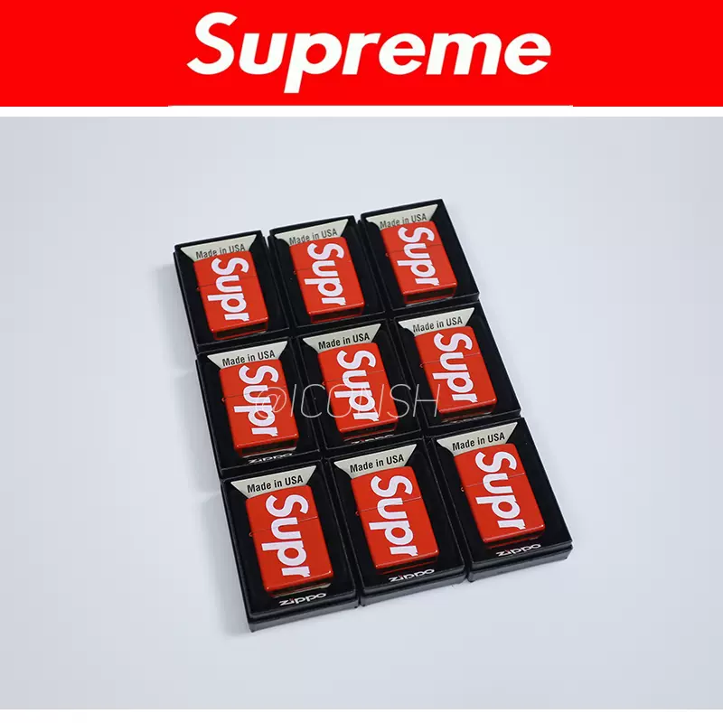 正品现货Supreme 18SS Zippo Logo 芝宝联名BOX 红色打火机-Taobao