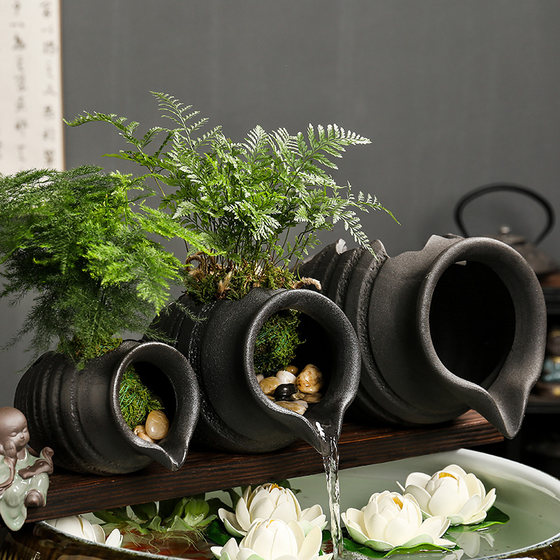 
Ceramic can open circulation flow water accessories ecological fish tank ancient court garden landscaping decoration ornament filter