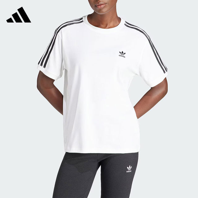 adidas Adidas Clover Women's Three-Stripe Classic Short Sleeve Loose ...