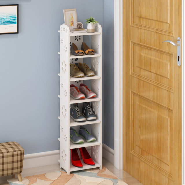 Household space-saving shoe rack multi-layer gap mini door single row ...