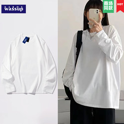 Buy One Get One Free 260g Heavyweight Pure Cotton Long-Sleeve T-Shirt for Men, Solid White Sweatshirt, Inner Layer Top, White T-Shirt for Women, Base Layer Shirt