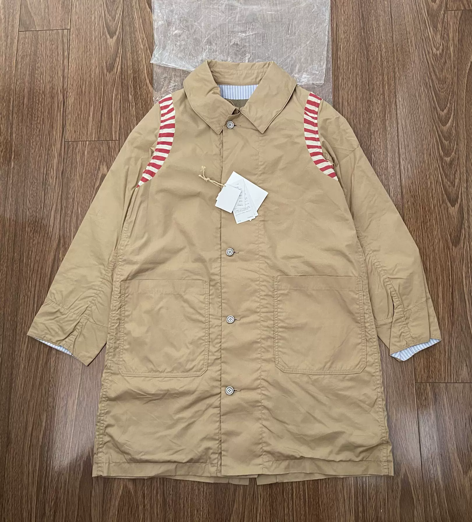 VISVIM 19SS ICT GREASE MONKEY COAT (GIZA) 猴子風衣手繪條紋-Taobao