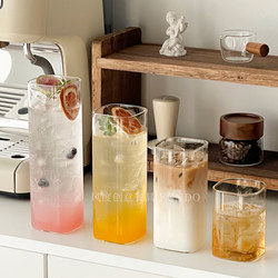 Simple High Borosilicate Heat-Resistant Square Glass Cup Juice Drink Cup Coffee Cup Milk Breakfast Cup for Home Use