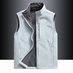 
Soft shell vest men's outdoor sports vest stand collar vest jacket men's warm windproof sleeveless work vest