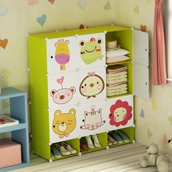 Simple Fabric Wardrobe Children's Cabinet Boy Cartoon Assembly Baby Wardrobe Storage Cabinet Fabric Full Grid