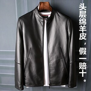 
2025 new Haining spring and winter genuine leather leather jacket popular down jacket stand collar jacket casual fashionable jacket trendy men
