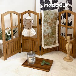 Maodour ® Pastoral Screen | Pet Photography Backdrop Maltese Solid Wood Partition Bedside Props