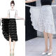 Polka dot skirt summer women's spots 2024 new one-piece lace-up wrap skirt mid-length black and white dot fish tail skirt