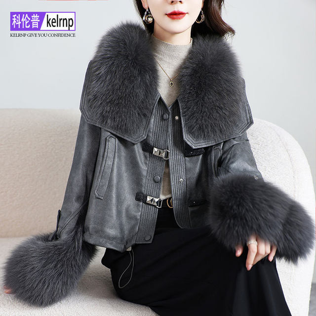 Real fox fur collar fur coat for women splicing 2025 new winter big brand luxury high-end fashion down jacket