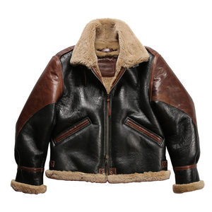 
Weight plus size Patton same B6 air flight suit integrated fur men's New Zealand sheepskin leather jacket