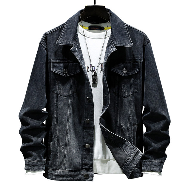 Retro combed cotton denim jacket men's American fashion brand jacket ...