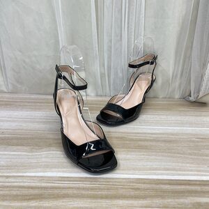 
Lady Shoes foreign trade original single women's shoes fashionable temperament square toe solid color stiletto heel one-word buckle fashion sandals