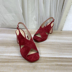 
Lady Shoes foreign trade original single women's shoes, genuine leather inside and outside, fashionable square toe solid color thick sole thick high heel fashion sandals