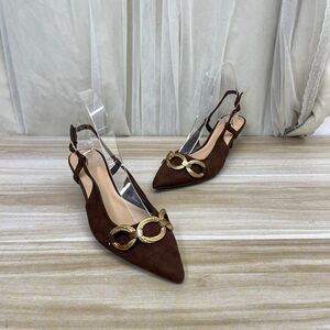 
Lady Shoes foreign trade original women's shoes pointed toe solid color metal buckle stiletto heel one-word buckle fashion shoes sandals