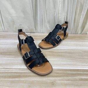 
Lady Shoes foreign trade original women's shoes round toe solid color belt buckle fashion flat bottom one-word buckle fashion sandals