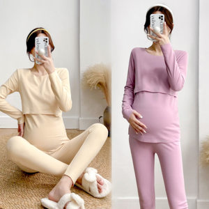 
Clearance for pregnant women in autumn clothes and pants suits for Devlin thermal underwear for breastfeeding confinement clothes for postpartum breastfeeding pajamas for autumn and winter