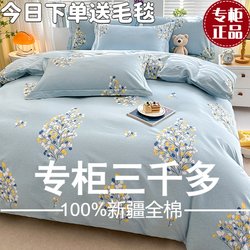 2025 New Model 100-Thread Count Antibacterial Thickened Pure Cotton Four-Piece Set 100% Pure Cotton Thickened Long-Staple Cotton Duvet Cover Bedding Set