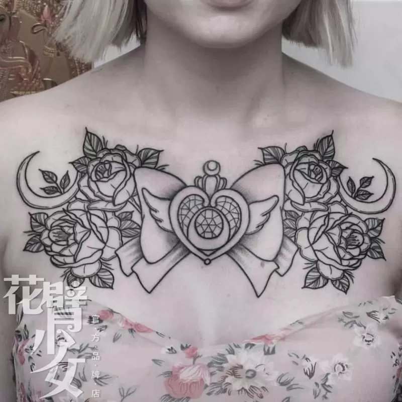 刺青女王TATTOO Z2 胸前美少女變聲器月牙蝴蝶結原宿紋身貼 包郵-Taobao