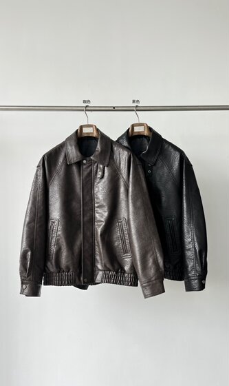 
REREBO American retro Maillard short leather jacket for autumn and winter for men and women, warm lapel casual jacket, trendy top