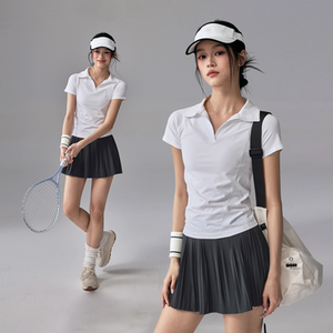 
Tennis wear short-sleeved quick-drying polo collar sports top outdoor running training fitness T-shirt badminton suit new
