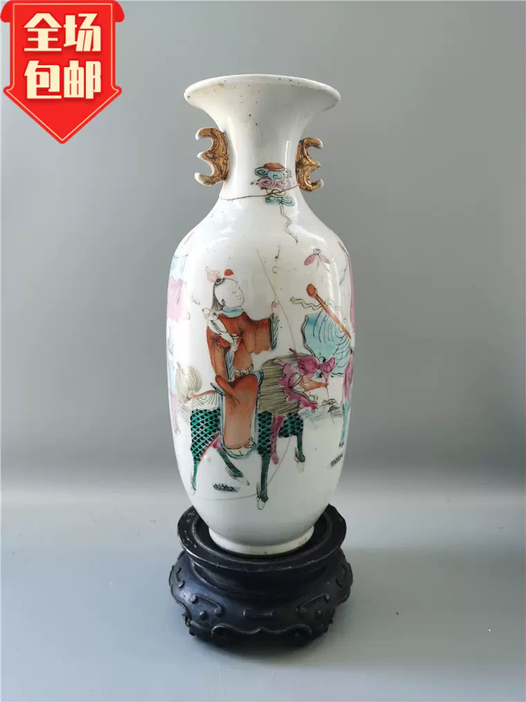 岐No28 中国　清時代　粉彩筆筒② 帽筒　美女図　同治年製　送料込み0503 岐No28 中国 清時代 粉彩筆筒② 帽筒 美女図 同治年製 送料込み