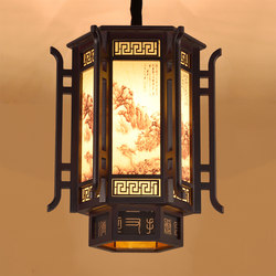 Chinese Antique Chandelier Wooden Art Teahouse Balcony Door Aisle Classical Restaurant Corridor Hexagonal Chinoiserie Lamps