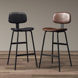 Industrial Style Upholstered High Stool with Iron Frame, Simple Modern Home Bar Stool, Bar Chair, High Chair
