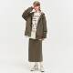 Retro casual style slim and loose straight hooded jacket + one-step skirt