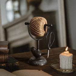 European-Style Retro Cast Iron Craft Bird with Hemp Rope Line Organizer Ornament Garden Balcony Decoration Desktop Storage Rack