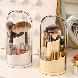 Makeup Brush Storage Tube, Rotating Dust-Proof Dressing Table Cosmetics Storage Box, Lipstick and Eye Shadow Storage Rack, Desktop Pen Holder