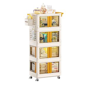 
Household multi-function storage trolley folding baby and children's supplies clothing storage cabinet movable multi-layer storage rack
