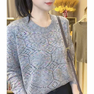 
2026 Spring and Autumn Western Style Symphony Loose Starry Sky Round Neck Long Sleeve New Versatile Western Style Knitted Sweater Women’s Top