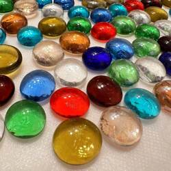 Seven-Color Glass Flat Beads for Fish Tank, Vase, Hydroponic Landscaping, Decoration, Counter Embellishment, Handmade DIY Mosaic Stones