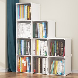 Free Combination Bookshelf, Simple Bookcase, Floor-Standing Dust-Proof Grid, Student Home Assembly Bookshelf, Storage Rack for Books
