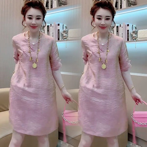 
New Chinese style Chinese style glazed satin dress for women 2025 summer new style buckle short sleeve high waist slim skirt