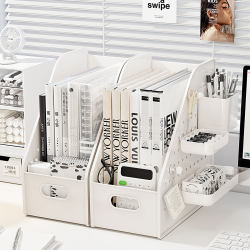 Bookshelf Desktop Pegboard Storage Rack Book Stand Student Book Organizer Office Workstation File Storage Box